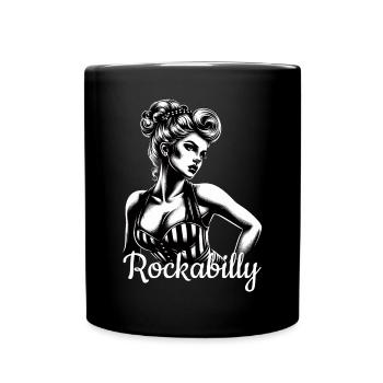 Rockabilly Frau Geschenk - Tasse einfarbig - Schwarz - Vorne