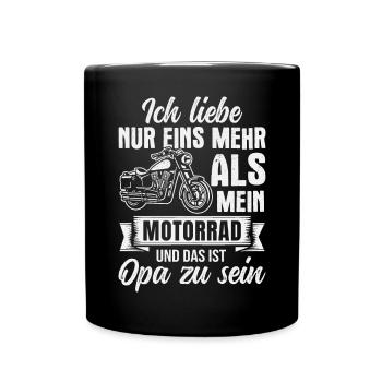 Motorradfahrer Biker Opa Motorrad Großvater - Tasse einfarbig - Schwarz - Vorne