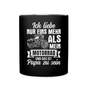 Motorradfahrer Biker Papa Motorrad Vater - Tasse einfarbig - Schwarz - Vorne