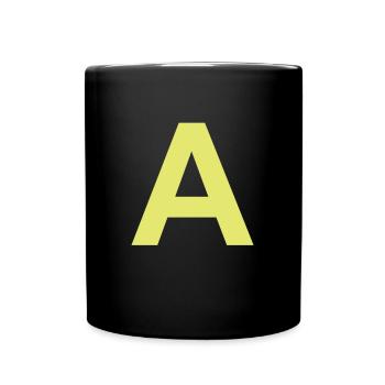 Buchstabe A Gelb Halloween Kostüm Weihnachten - Tasse einfarbig - Schwarz - Vorne