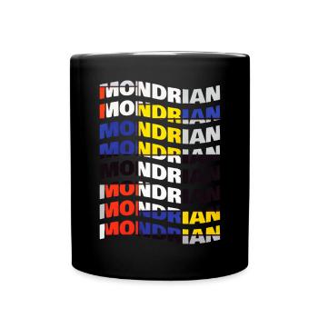 T-shirt effet texte vague Mondrian - Mug uni - noir - Devant