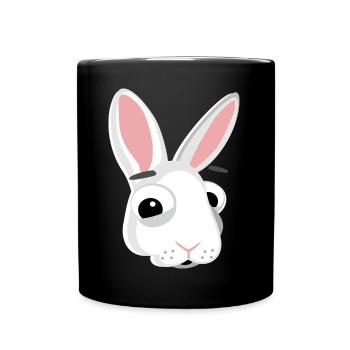 Hase Kopf Häschen lustig - Tasse einfarbig - Schwarz - Vorne