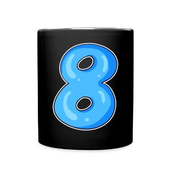 Number 8 Number Eight Motif Blue - Full Colour Mug - black - Front