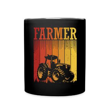 Tracteur agricole rétro Farmer Farm - Mug uni - noir - Devant
