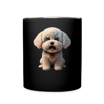 Niedlicher Welpen mit fröhlichem Blick - Tasse einfarbig - Schwarz - Vorne