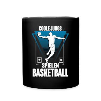 Coole Jungs Spielen Basketball - Tasse einfarbig - Schwarz - Vorne