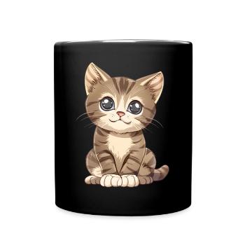 Niedliches Kätzchen - Tasse einfarbig - Schwarz - Vorne