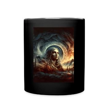 Frau in den Kreisen der Wolken - Tasse einfarbig - Schwarz - Vorne