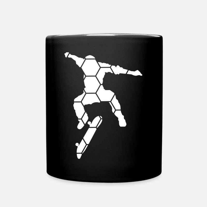 Skateboard silhouette with honeycomb pattern - Full Colour Mug - black