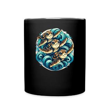 Koi style sea pines - Full Colour Mug - black - Front