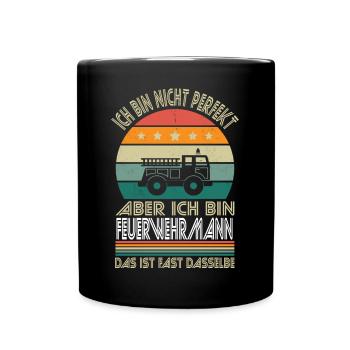 I'm not perfect, but I'm a firefighter - Full Colour Mug - black - Front