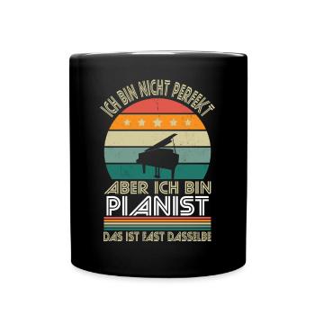 Ich bin nicht perfekt aber ich bin Pianist - Tasse einfarbig - Schwarz - Vorne