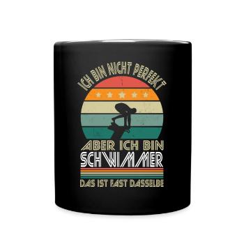 Ich bin nicht perfekt aber ich bin Schwimmer - Tasse einfarbig - Schwarz - Vorne