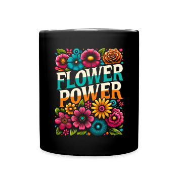 Vintage, années 1970, Rétro, années 70, Groovy, Dicton floral - Mug uni - noir - Devant