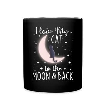 Ich liebe meine Katze bis zum Mond und zurück - Tasse einfarbig - Schwarz - Vorne