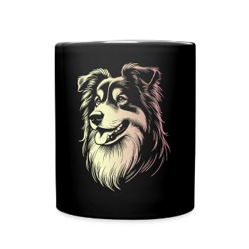 berger australien traits 2 degrade - Mug uni - noir - Devant