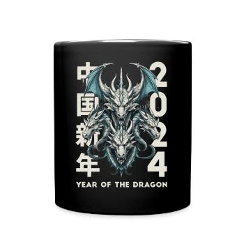 Chinesische Drachen - Tasse einfarbig - Schwarz - Vorne