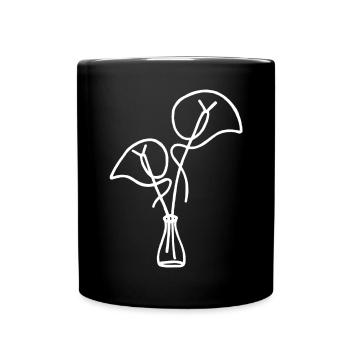 White Floral Sketch - Full Colour Mug - black - Front