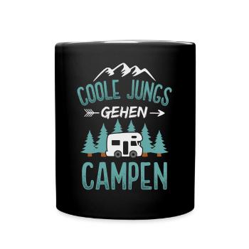 Camping Jungs Camper Wohnmobil Campingplatz - Tasse einfarbig - Schwarz - Vorne