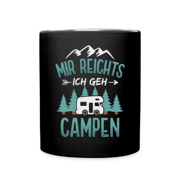 Camping Camper Wohnmobil Campingplatz - Tasse einfarbig - Schwarz - Vorne