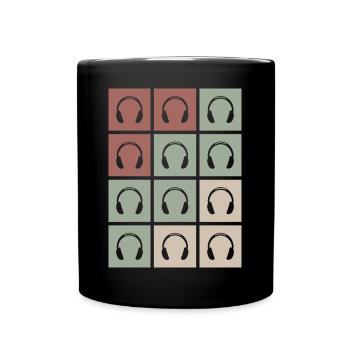 Headphone pattern music - Full Colour Mug - black - Front
