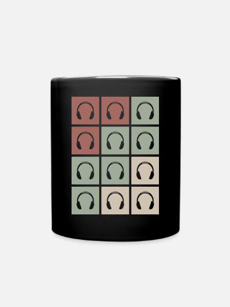 Headphone pattern music - Full Colour Mug - black