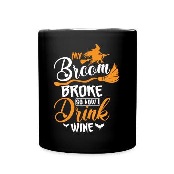 Halloween - Pas de balai, mais du vin - Mug uni - noir - Devant