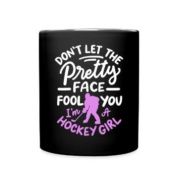 Hockey Mädchen Eishockeyspielerin - Tasse einfarbig - Schwarz - Vorne