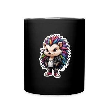 hérisson rockeur - Mug uni - noir - Devant