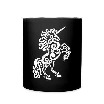 Cheval licorne (blanc) - Mug uni - noir - Devant