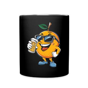 Orange Bier - Tasse einfarbig - Schwarz - Vorne