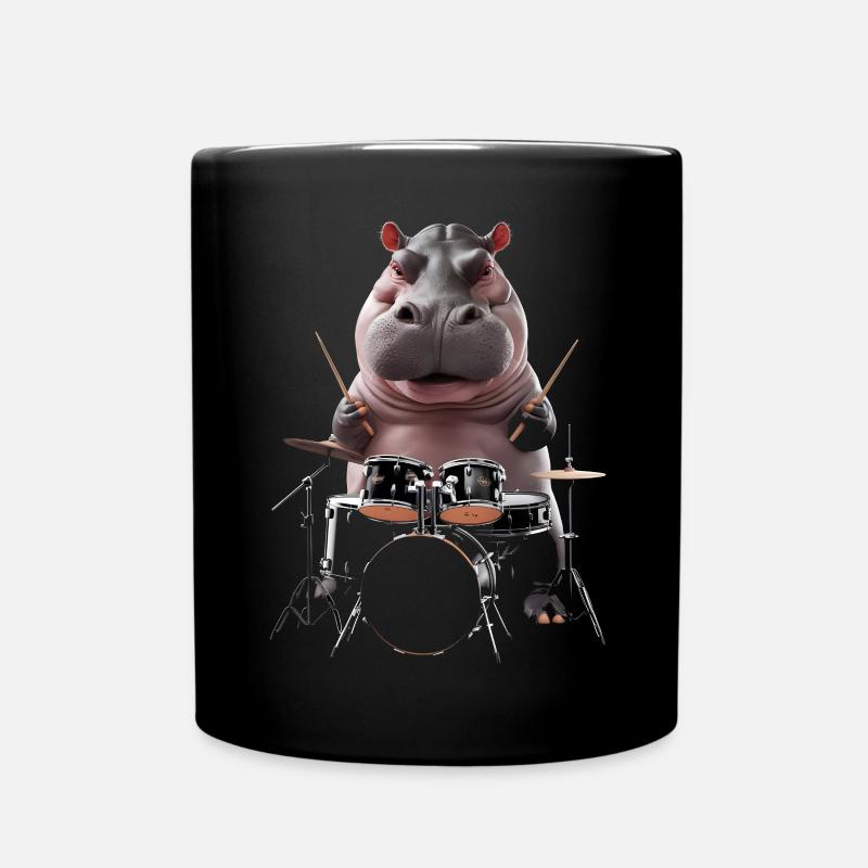 Nilpferd Schlagzeug - Tasse einfarbig - Schwarz