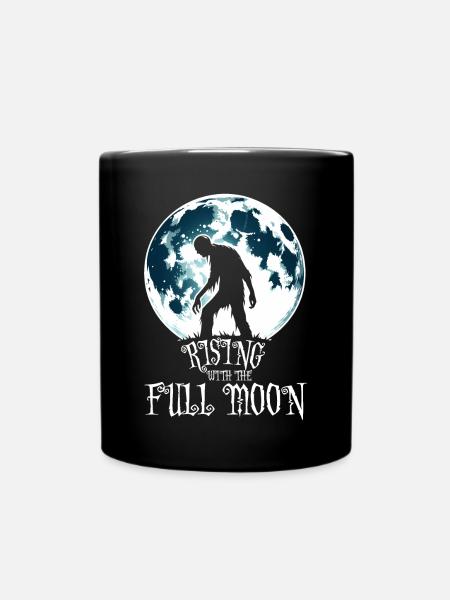 ZOMBIE RISING WITH THE FULL MOON - Full Colour Mug - black