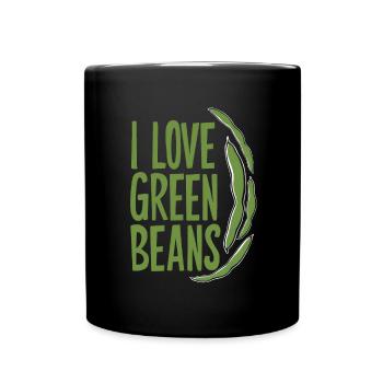 Grüne Bohnen - Tasse einfarbig - Schwarz - Vorne