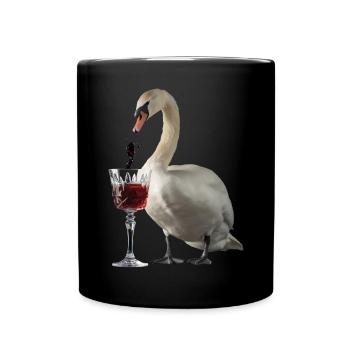 Schwan Wein - Tasse einfarbig - Schwarz - Vorne