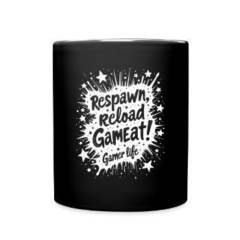 RÉAPPARAÎTRE, RECHARGER, RÉPÉTER. LA VIE DE GAMER - Mug uni - noir - Devant