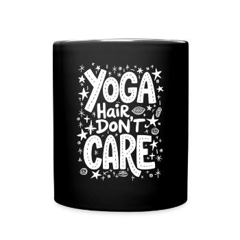 CHEVEUX DE YOGA, JE M’EN FICHE, CITATION DE YOGA DRÔLE - Mug uni - noir - Devant