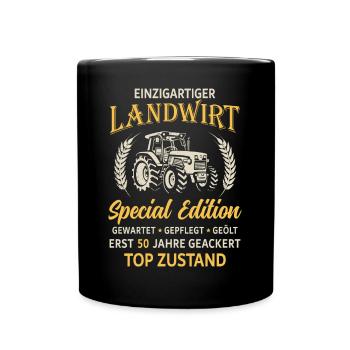 50. Geburtstag Landwirt Traktor Bauer - Tasse einfarbig - Schwarz - Vorne