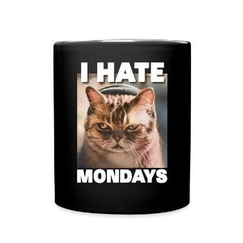 I hate mondays saying cat monday funny - Full Colour Mug - black - Front