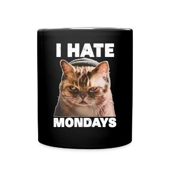 I hate mondays saying cat monday funny - Full Colour Mug - black - Front