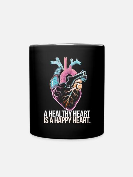 Heart with colorful anatomy and love message - Full Colour Mug - black