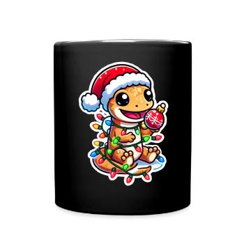 Christmas Gecko Gleg - Tasse einfarbig - Schwarz - Vorne