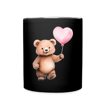 Heart Balloon Teddy - Full Colour Mug - black - Front