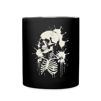 Schädel Skelett Schädel & Malerei - Tasse einfarbig - Schwarz - Vorne