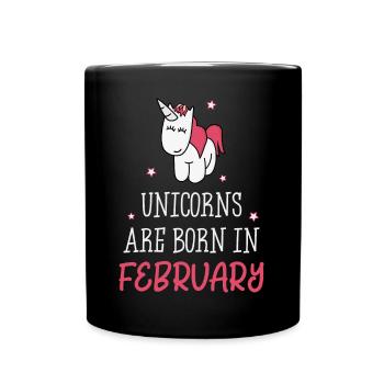 Unicorns are born in February - Tasse einfarbig - Schwarz - Vorne