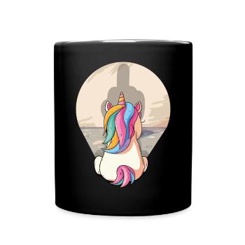 Unicorn Shadow Middle Finger, Unicorn, Mythical Creature - Full Colour Mug - black - Front