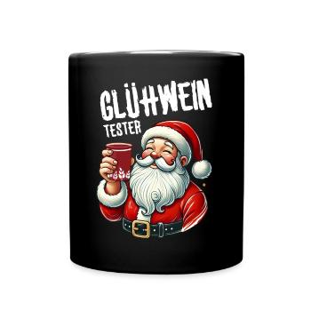 Glühwein Tester Weihnachtsmann Weihnachtsmarkt - Tasse einfarbig - Schwarz - Vorne