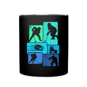 Hockey Retro Hockey Hockey Players - Full Colour Mug - black - Front