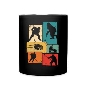 Hockey Retro Hockey Hockey Players - Full Colour Mug - black - Front