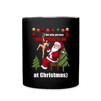Weihnachtsmann im Stripclub - Tasse einfarbig - Schwarz - Vorne